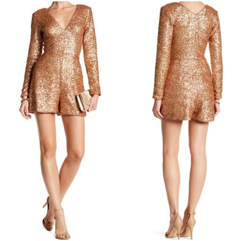 Dress the Population Bianca Gold Sequin Romper